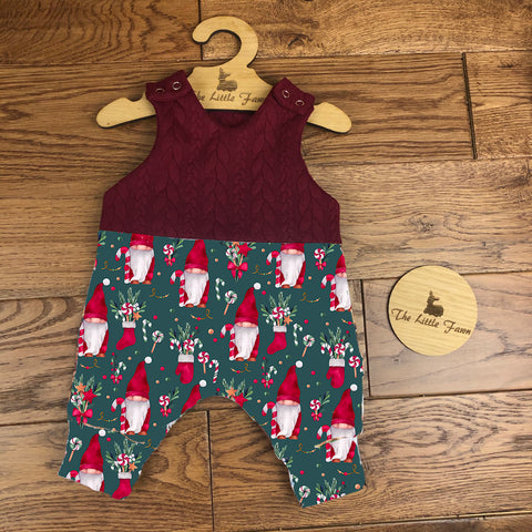 Winter gnomes cable knit topped romper
