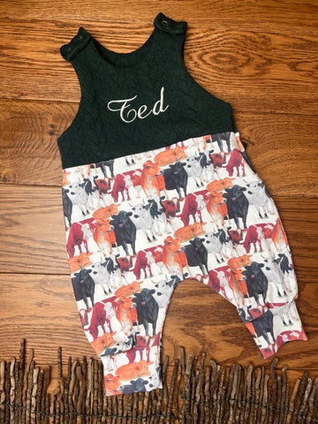 Till the cows come home cable knit topped romper