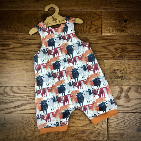 Till the cows come home short cuffed Romper 0-4 years