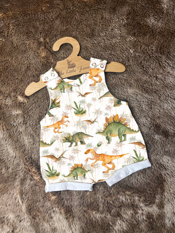 Jurassic Romper with rolled cuffs 0-4 years