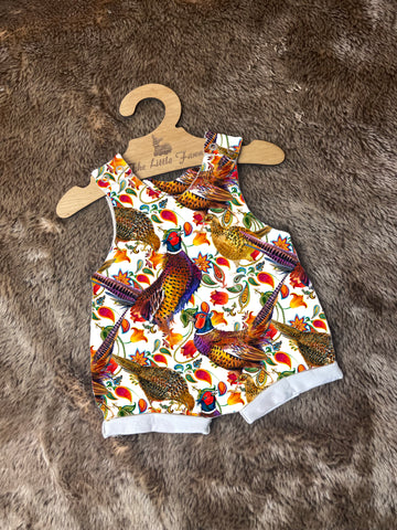 Have a pheasant day Romper with rolled cuffs 0-4 years