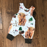 The Little Fawn Highland cow romper 0-4 years
