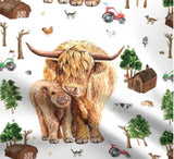 Highland Cow short cuffed Romper 0-4 years