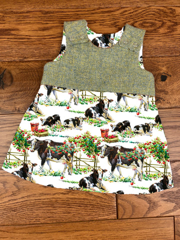 Cows in the orchard harris tweed topped dress