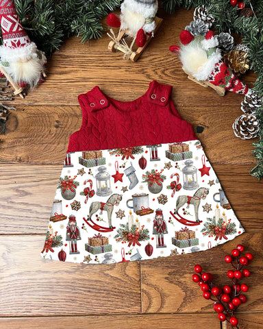 Christmas toys cable knit topped dress