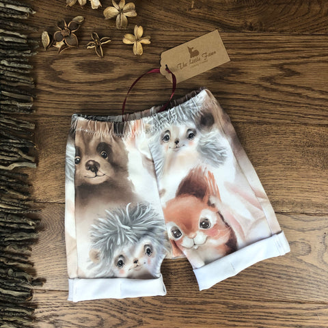 Woodland Creatures  Shorts  with rolled cuffs 0-4 years