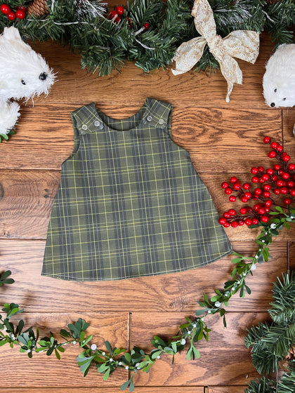 Green tartan A-Line Dress 0-4 years