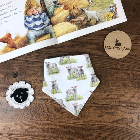 Bandana dribble bib - Little Lambs