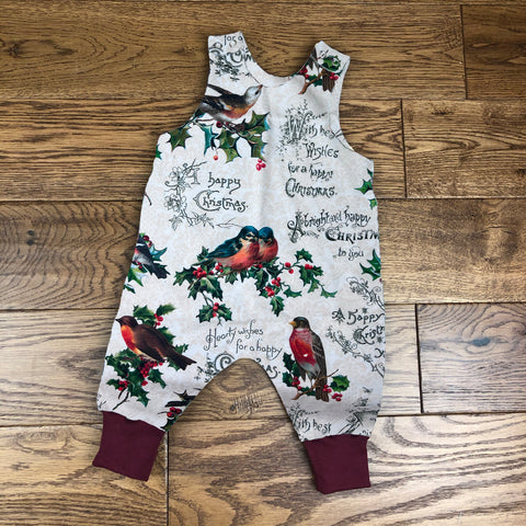 Birds and holly Romper 0-4 years