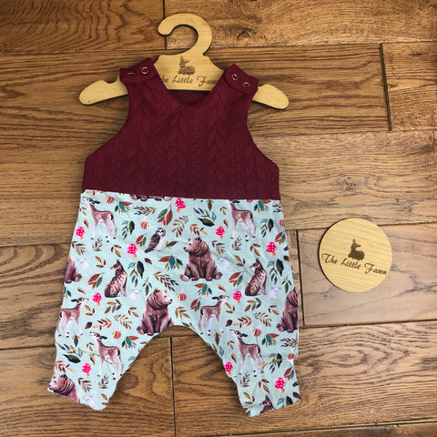 Woodland friends cable knit topped romper