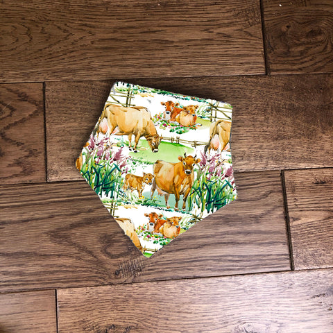 Cows in the meadow bandana dribble bib