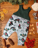 Birds and holly cable knit topped romper