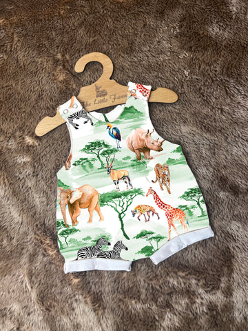 Safari Romper with rolled cuffs 0-4 years