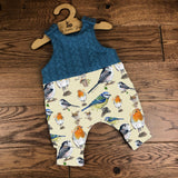 Garden birds cable knit topped romper