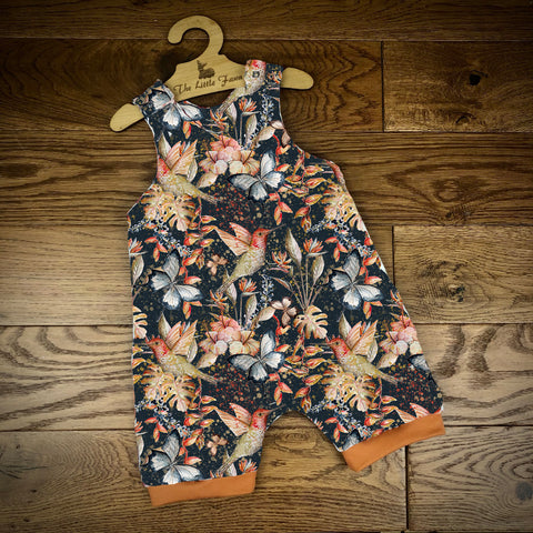 Hummingbird flutters short cuffed Romper 0-4 years