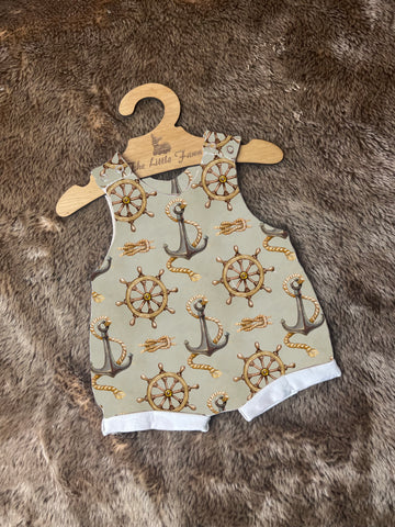 Nautical Romper with rolled cuffs 0-4 years
