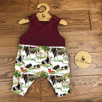 Cows in the orchard cable knit topped romper