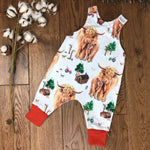 The Little Fawn Highland cow romper 0-4 years