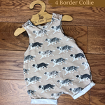 Dog Breeds romper with rolled cuffs 0-4 years