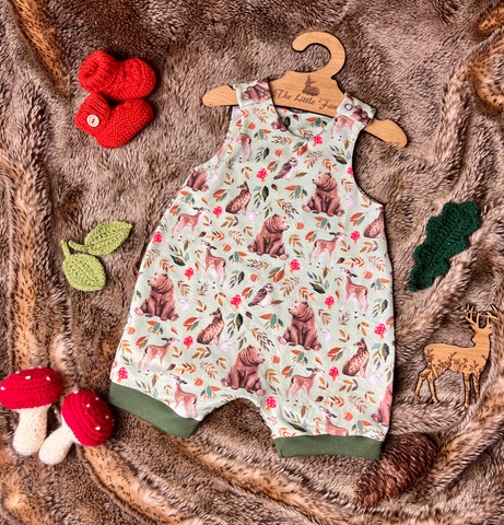 Woodland friends short cuffed Romper 0-4 years