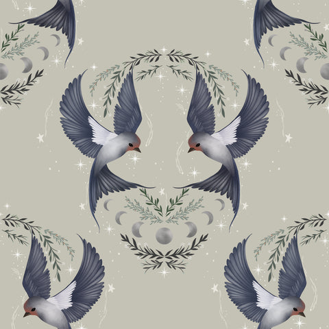 Midnight swallows top knot headband