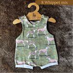 Dog Breeds romper with rolled cuffs 0-4 years