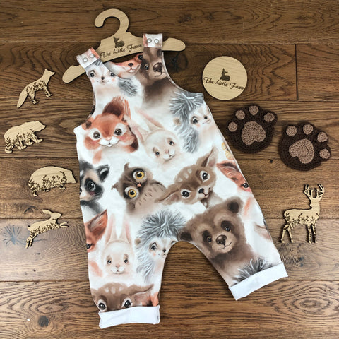 The Little Fawn Woodland Creatures Romper with rolled cuffs 0-4 years