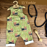 Dog Breeds romper with rolled cuffs 0-4 years