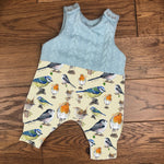 Garden birds cable knit topped romper