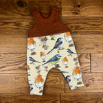 Garden birds cable knit topped romper